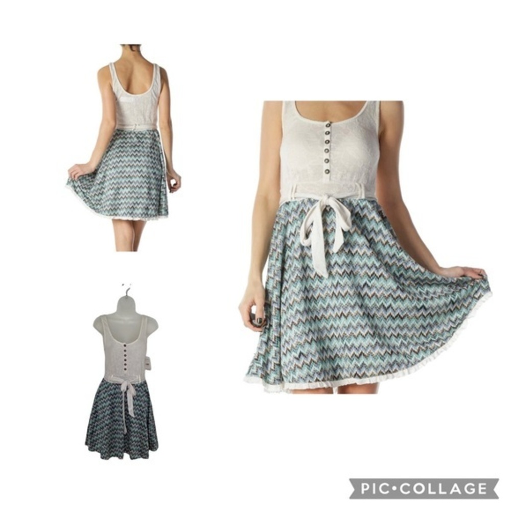 Free people romantic Chevron Tank dress multicolor A skirt size Medium NWT
